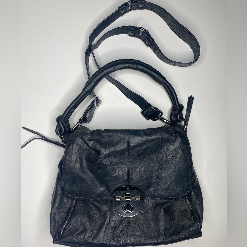 Camilla Alves Black Leather Converse Crossbody Handbag EUC